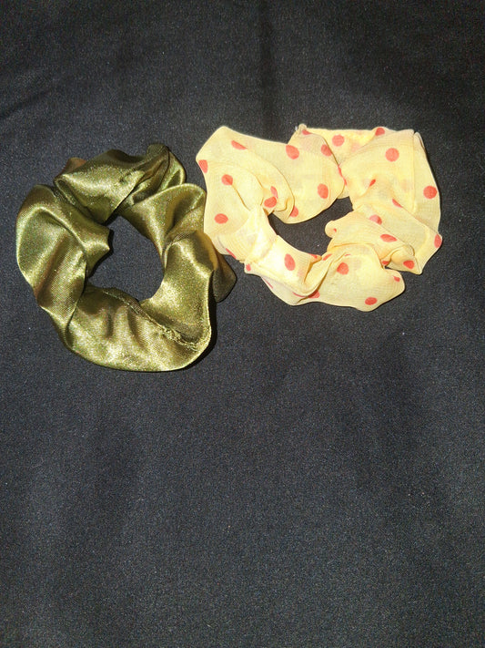 COCOMONEY HAIR SCRUNCHIES 2 PIECES SATIN OR VELVET