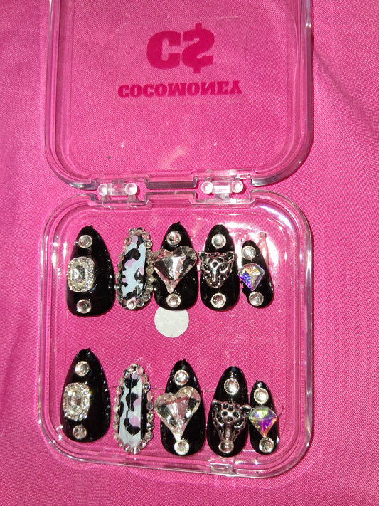 COCOMONEY NAILS CUSTOM 1 OF 1 GLUE ON PRESS ON COMES WITH FREE GIFTS #b71