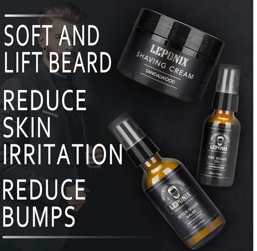 Shaving Kit for Men, Include Safety Razor, Sandalwood Cream, Aftershave, Pre Shave Oil, Shaving Brush and Bowl, Shaving Apron Bib -Unique Gifts for Him Stocking Stuffers