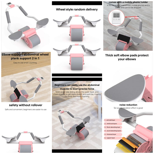 Automatic Rebound Abdominal Wheel With Elbow Support, Home Fitness Equipment