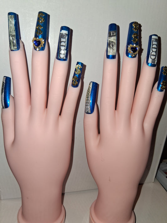 COCOMONEY NAILS CUSTOM 1 OF 1 GLUE ON PRESS ON COMES WITH FREE GIFTS #o48