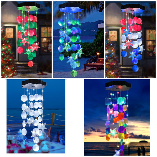Solar Wind Chimes for Outside, Shells Light Gifts for Mom Grandma Women Wife Girls, Waterproof Solar Outdoor Decorative Mobile Light for Holiday Garden Porch Yard Window Outdoor Decor