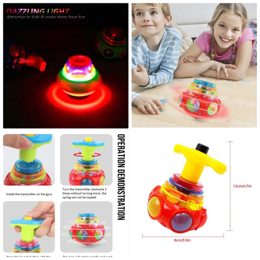 1pc Funny LED Shining Music Gyro, Flashing Spinning Top Light Up Music Spinning Toys, Upgrade Kids Light Up Toys For Kids Dark Party Supplies Birthday Gift (Some Parts Color Random),Pop Up Toy,Light Toy,Prank Gifts,Toys,Kids Toys,Baby Toys