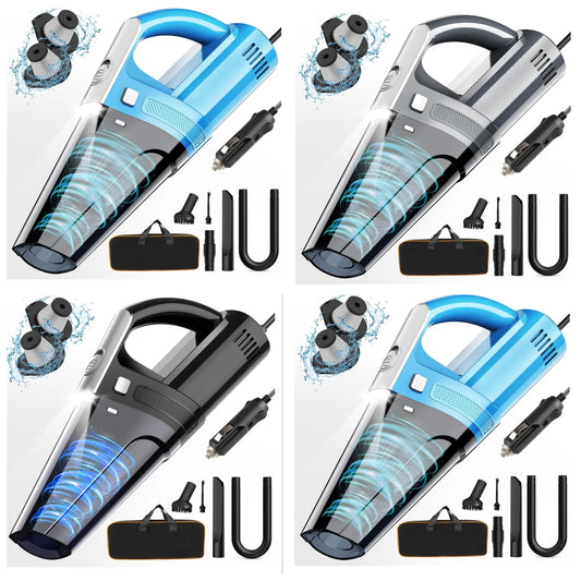 Car Vacuum, Portable Car Vacuum Cleaner with 7000PA Suction, DC 12V High Power 16.4Ft Cord Wired Vacuum Cleaner for Car, LED Light, Lightweight, 0.33L Capacity, Storage Bag