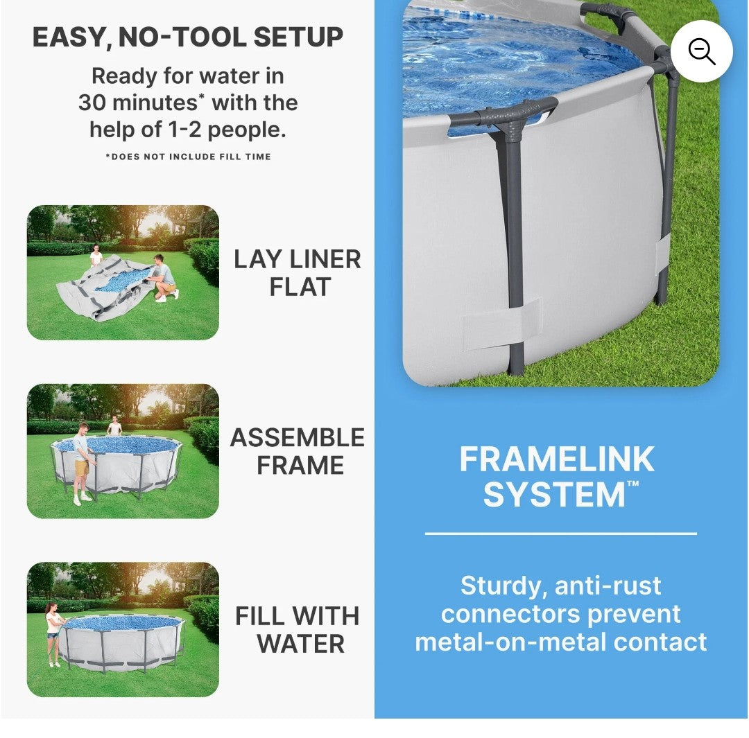 10' x 30" Round Steel Hard Side Family Swimming Pool