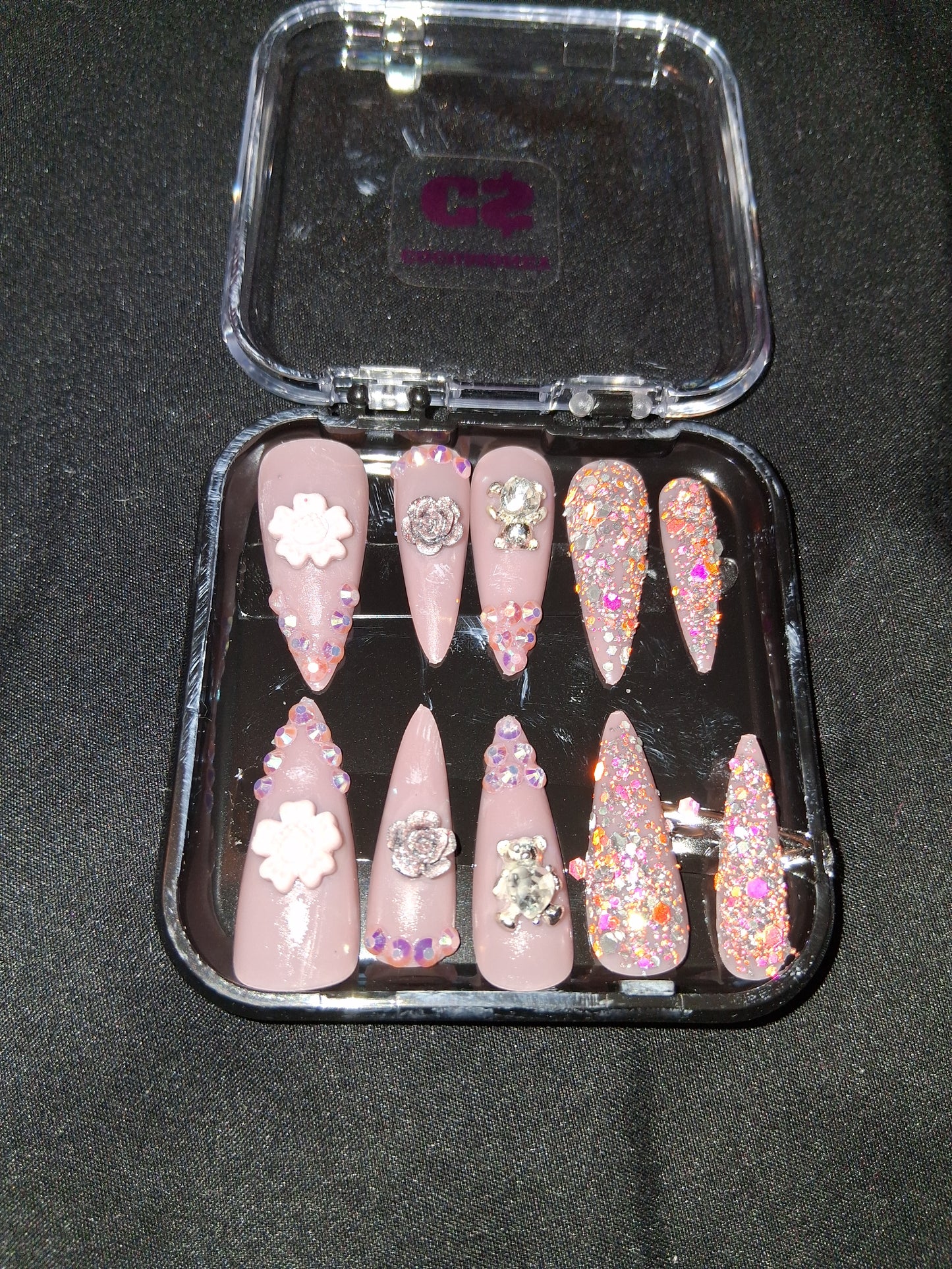 COCOMONEY NAILS CUSTOM ONE OF A KIND PIECES WITH NAIL BAG AND FREE GIFTS ACRYLIC