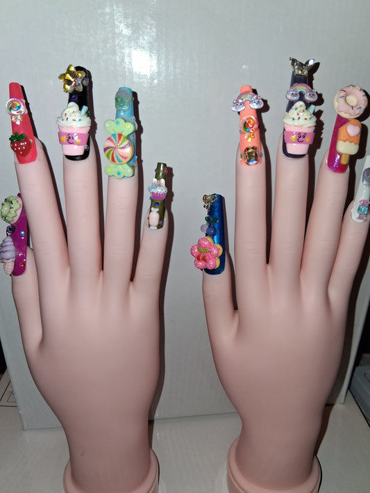 COCOMONEY NAILS CUSTOM 1 OF 1 GLUE ON PRESS ON COMES WITH FREE GIFTS #o95