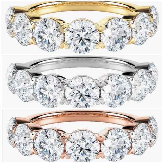 COCOMONEY IGI Certified 3 Carat Lab Grown Diamond Semi Eternity Wedding Band Ring for Women in 14k Gold (G-H, VS-SI, cttw) Anniversary Promise 7 Stone Stackable Band Ring Size 4 to 9 by Diamond Wish