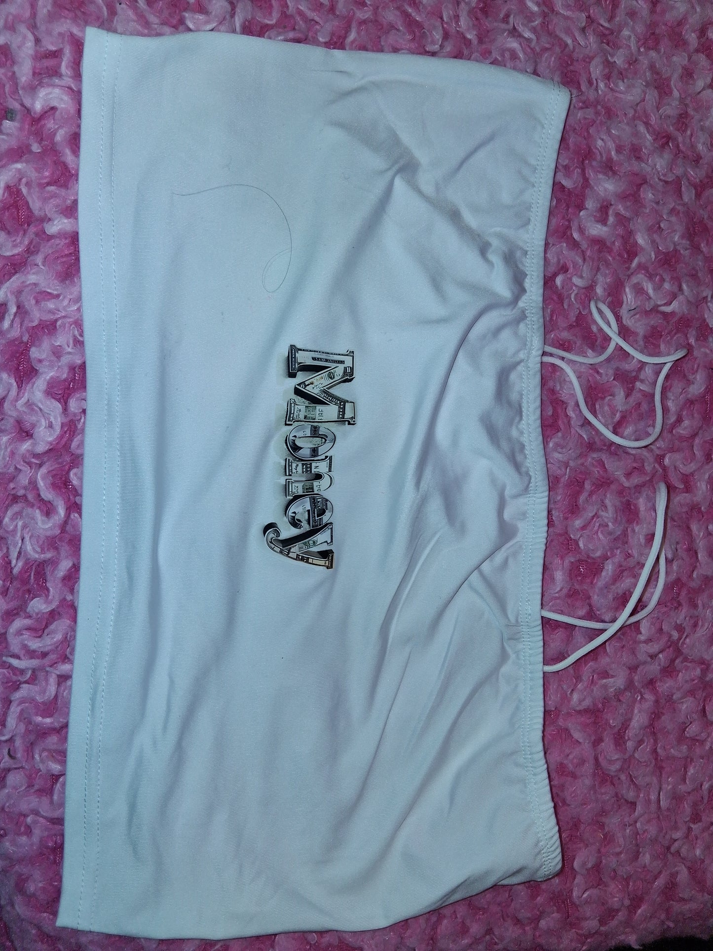 COCOMONEY BELLY SHIRT white Spandex cotton crop top