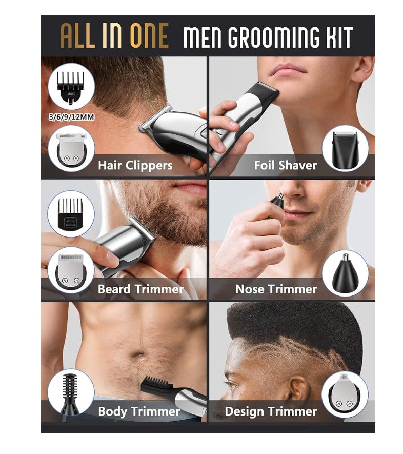 Beard Trimmer for Men, Waterproof Electric Razor for Nose, Body, Face & Mustache, Cordless Hair Clippers Shavers Grooming Kit, Gifts for Men Husband Father