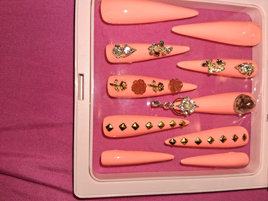 COCOMONEY NAILS CUSTOM 1 OF 1 GLUE ON PRESS ON COMES WITH FREE GIFTS #o14