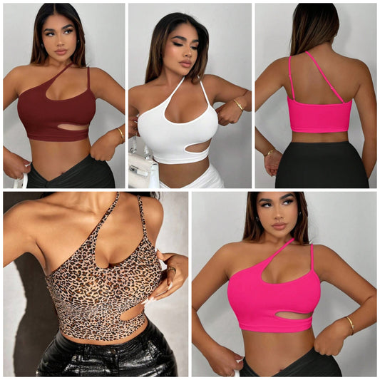 Cut Out Front Crop Tank Top COCOMONEY