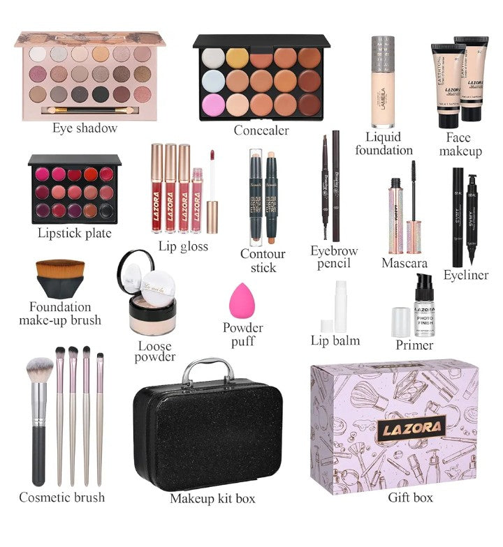 All in One Makeup Kit Full Kit Makeup Set Multipurpose Bundle Holiday Gift Box Essential Starter Bundle Include Full Makeup Kit for Women (Box3