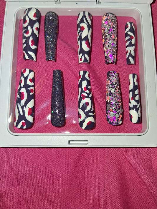 COCOMONEY NAILS CUSTOM 1 OF 1 GLUE ON PRESS ON COMES WITH FREE GIFTS #p47