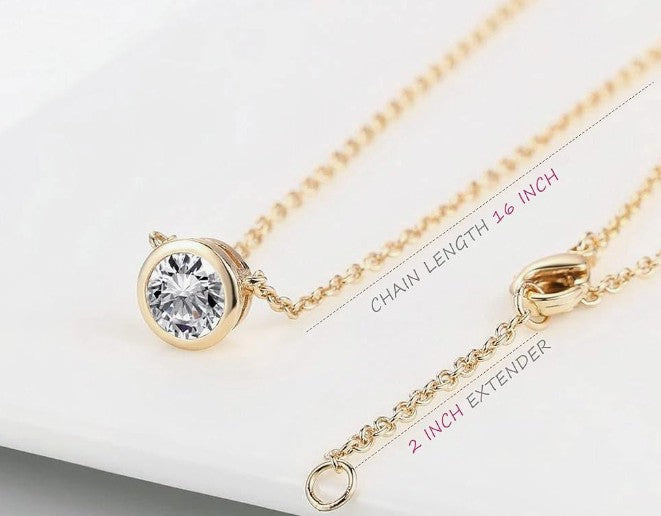 COCOMONEY 14K Certified NATURAL Diamond 14 Karat Solid Gold Bezel Set Diamond Necklace, Diamond Necklace for Women, 14 Karat Solid Gold Diamond Necklace