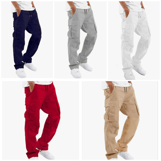 Mens Cargo Pants Casual Hiking Pants Joggers Athletic Pants Cotton Loose Straight Sweatpants for Men