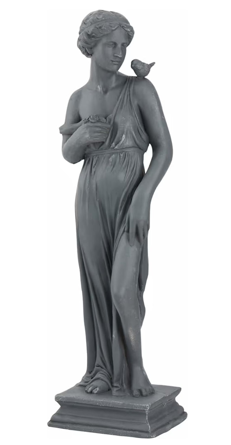 Outdoor Indoor Garden 32‘’ High Statue Nymph Sculpture Goddess of Greek Mythology Roman Style Patio Lawn Porch Decor Gray
