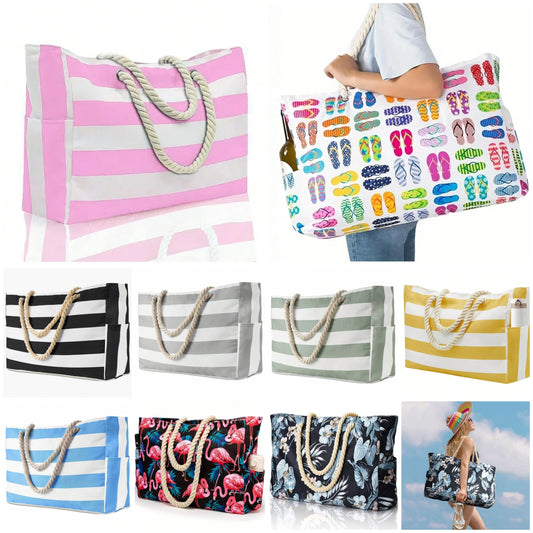 Large Capacity Letter Tassel Canvas Bag, Simple Commuter Shopping Shoulder Tote Bag