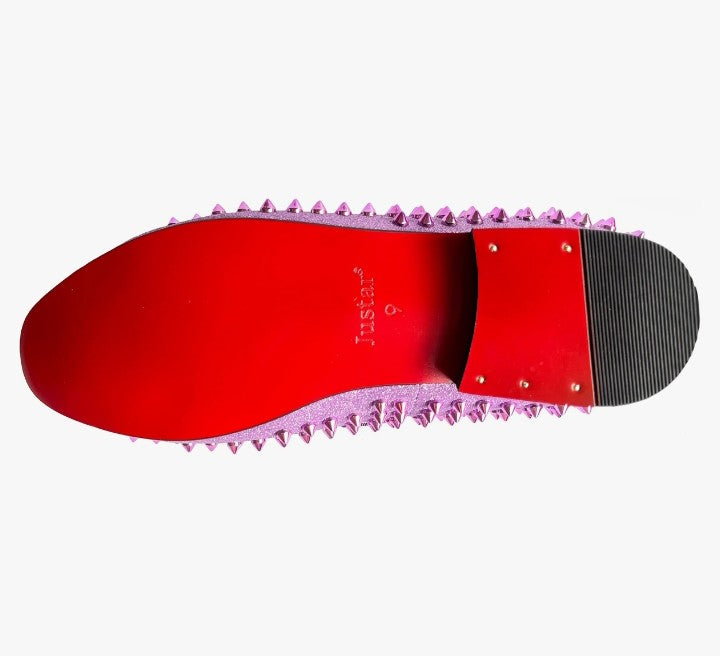 Men's Leather Spikes Loafers Studded Dress Shoes Slip-on Flats Long Rivet Party Shoes