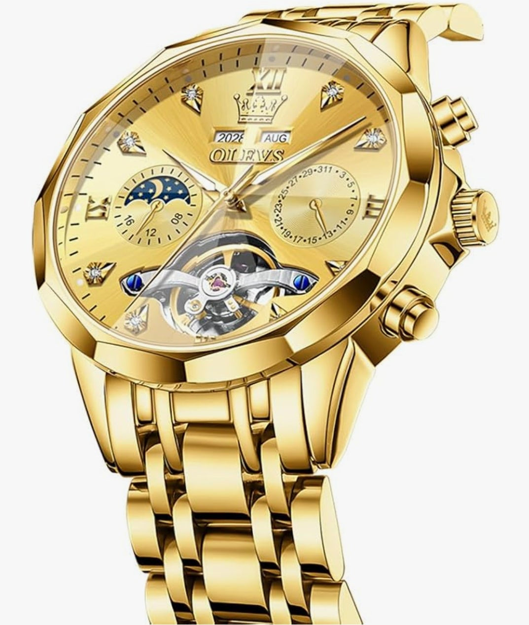 Automatic Watches Business Dress Watch Mechanical Stainless Steel Self Winding Men Wrist Watch
Luxury Classic Diamond Waterproof Date for Men