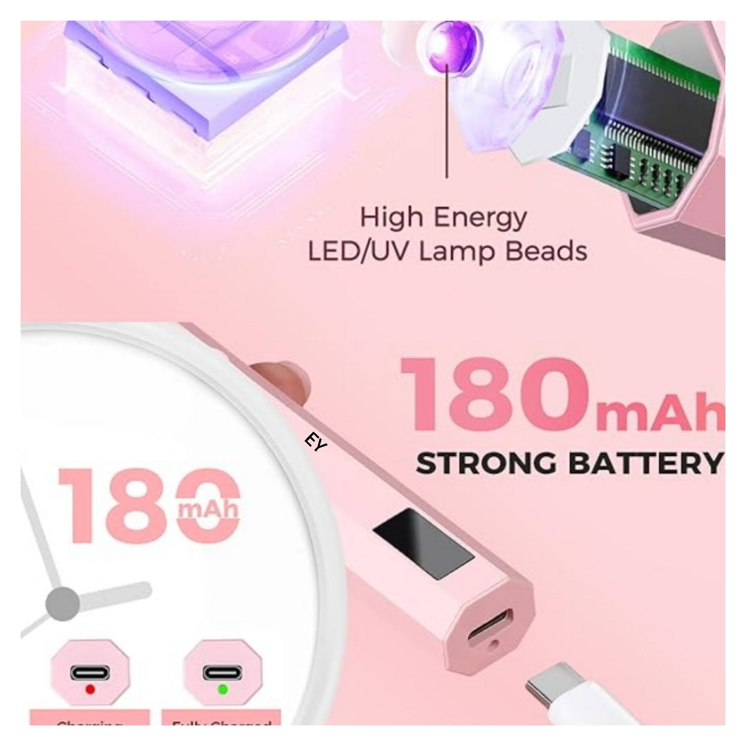UV Nail Light Handheld UV Light for Nails 3W Portable Led Lamp with 2 Timer Settings 20/60s for Gel Polish Home DIY Salon Women(Pink)