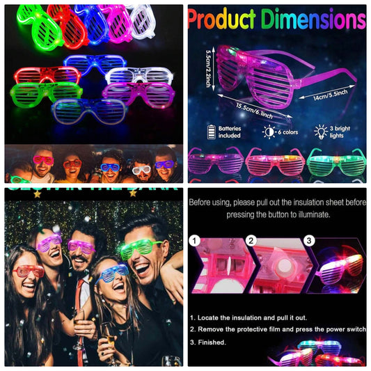 Led Light Glasses, 3 Modes Flashing Light Party Supplies Suitable For Wedding Parties Carnival Birthday Concert Dance Adult Party Supplies Carnival Props(Random Color)