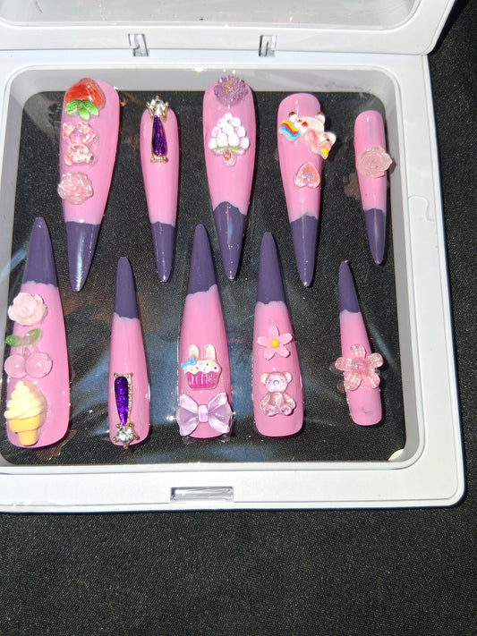 COCOMONEY NAILS CUSTOM 1 OF 1 GLUE ON PRESS ON COMES WITH FREE GIFTS #p66