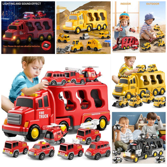 Diecast Carrier Truck Toys Cars Engineering Vehicles Excavator Bulldozer Truck Model Sets Kids Educational Boys For Toys,Battery Self-Contained,Accessories Are Randomly Colored