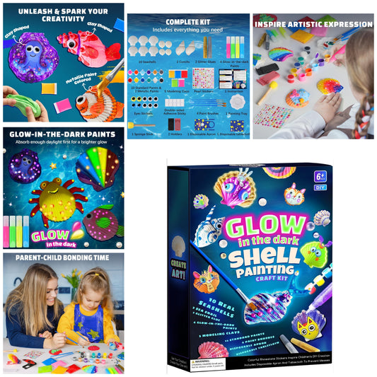 Shell Painting Kit for Kids - Glow in The Dark Arts and Crafts for Boys Girls Ages 6-12, Kids Crafts 8-12, Art Supplies, Creative Arts and Crafts Toys Christmas Birthday Party Gifts
2K+ bought in past month